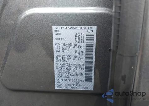 2024 Nissan Pathfinder S 4Wd from USA, damaged, VIN 5N1DR3AC7RC313345